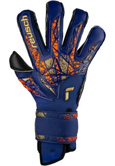 Rückansicht von Reusch Attrakt Duo Evolution Fingerhandschuhe 4411 premium blue/gold/black