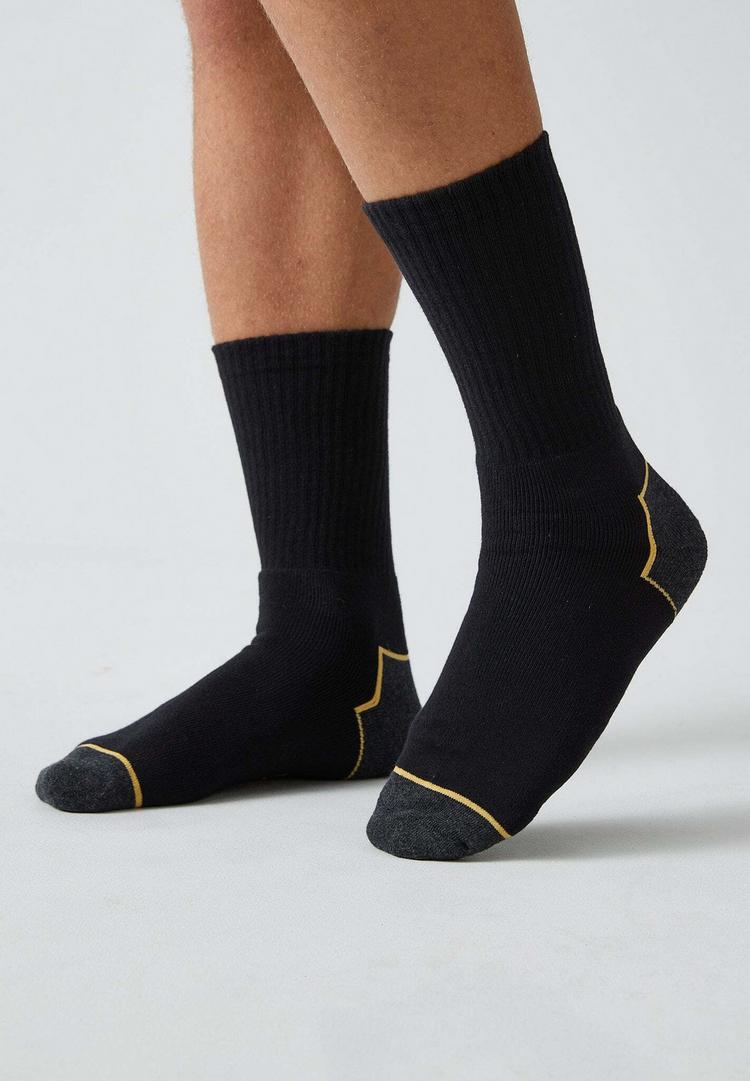 Snocks Snocks Arbeitssocken aus Bio-Baumwolle Socken - Schwarz/Gelbe Akzente - 1 | SportScheck