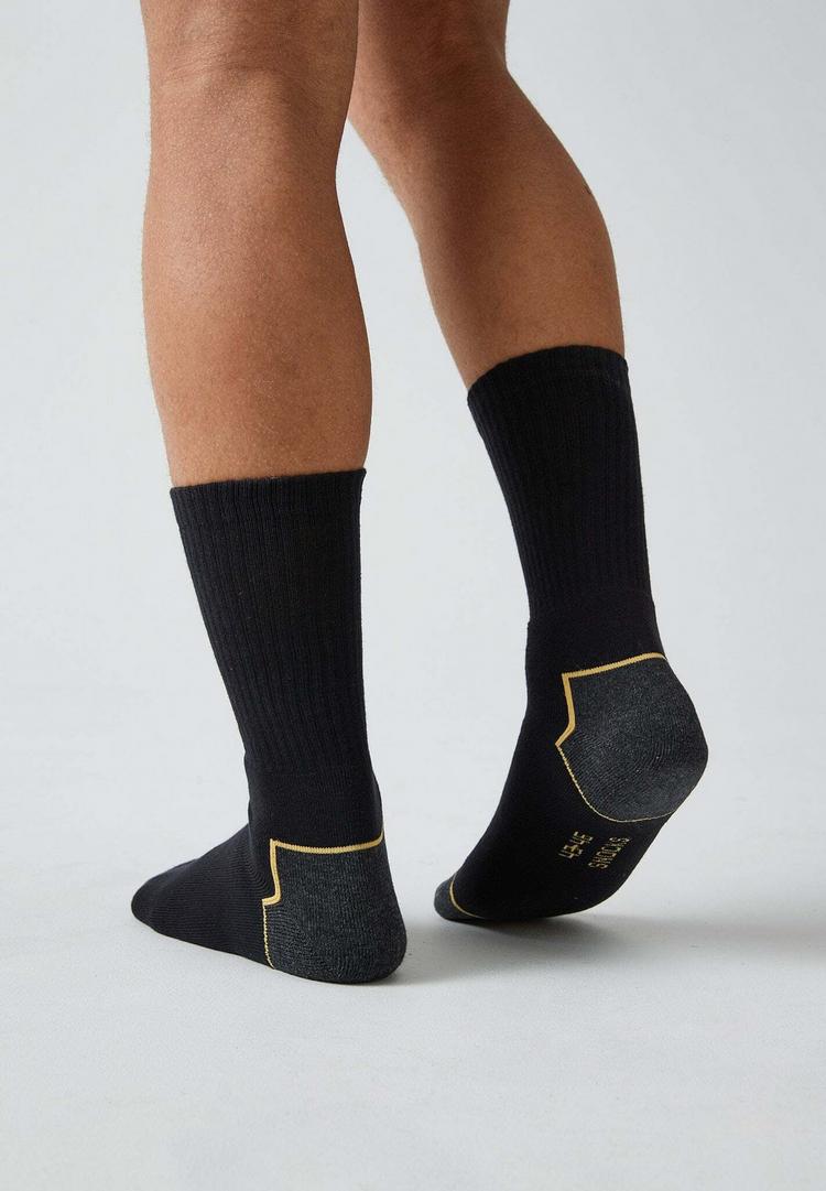 Snocks Snocks Arbeitssocken aus Bio-Baumwolle Socken - Schwarz/Gelbe Akzente - 4 | SportScheck
