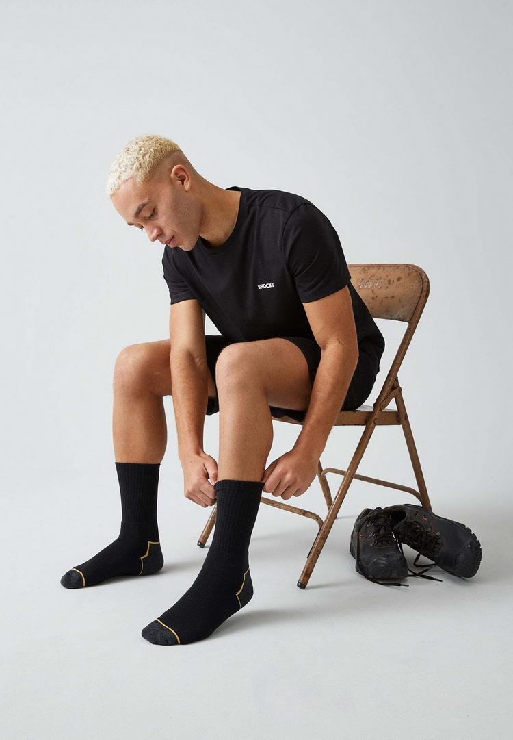 Snocks Snocks Arbeitssocken aus Bio-Baumwolle Socken - Schwarz/Gelbe Akzente - 6 | SportScheck