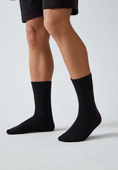 Rückansicht von Snocks Tennissocken aus Bio-Baumwolle Freizeitsocken Schwarz