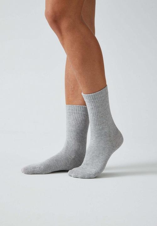 Rückansicht von Snocks Tennissocken aus Bio-Baumwolle Sportsocken Grau