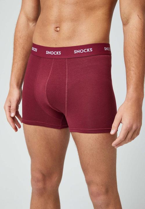 Rückansicht von Snocks Boxershorts aus Bio-Baumwolle Boxershorts Herren Rote Streifen