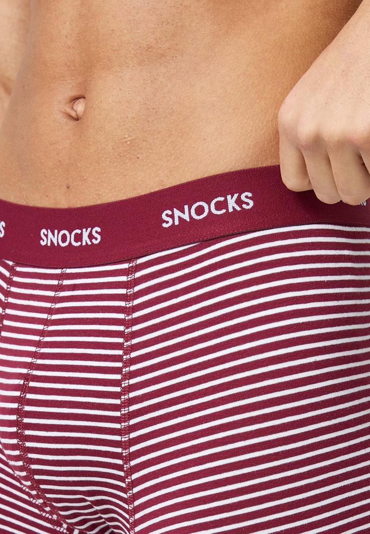Snocks Snocks Boxershorts aus Bio-Baumwolle Unterhose Herren - Rote Streifen - 6 | SportScheck