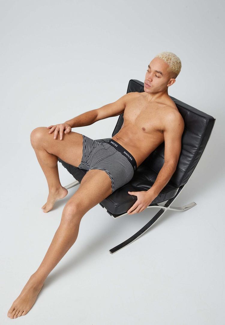 Snocks Snocks Boxershorts aus Bio-Baumwolle Unterhose Herren - Schwarze Streifen - 8 | SportScheck