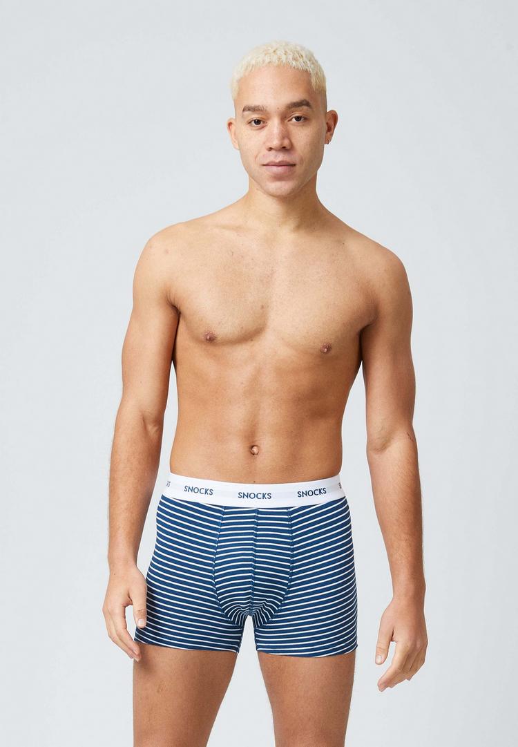 Snocks Snocks Boxershorts aus Bio-Baumwolle Unterhose Herren - Blaue Streifen - 4 | SportScheck