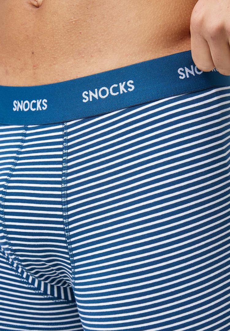 Snocks Snocks Boxershorts aus Bio-Baumwolle Unterhose Herren - Blaue Streifen - 6 | SportScheck