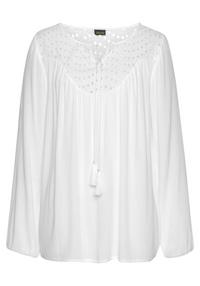 Lascana Crepebluse Langarmbluse Damen - wei&szlig;