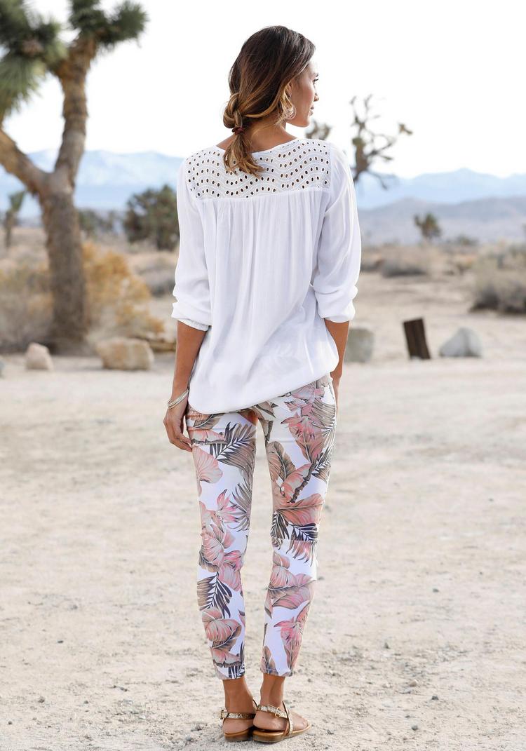 Lascana Lascana Crepebluse Langarmbluse Damen - wei&szlig; - 2 | SportScheck