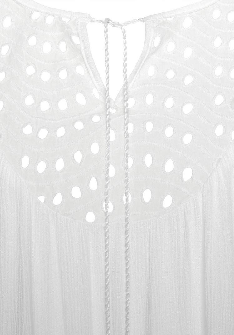 Lascana Lascana Crepebluse Langarmbluse Damen - wei&szlig; - 0 | SportScheck