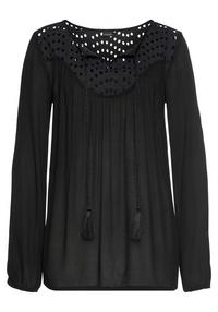 Lascana Crepebluse Langarmbluse Damen - schwarz