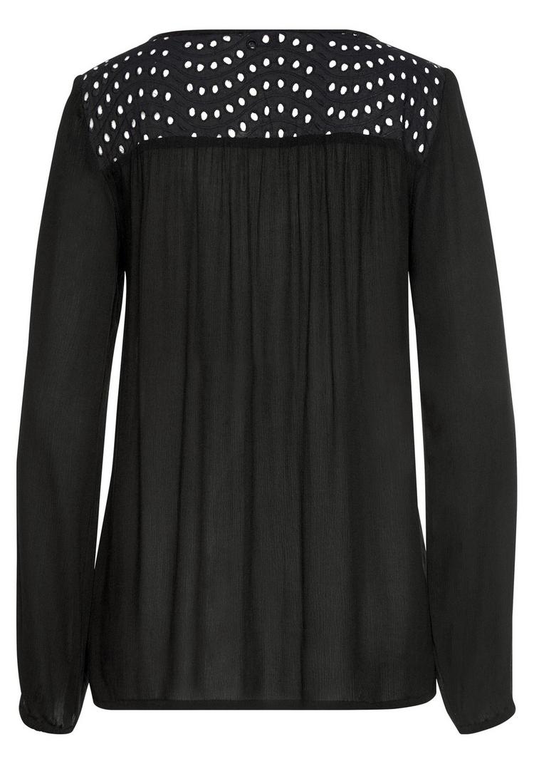 Lascana Lascana Crepebluse Langarmbluse Damen - schwarz - 0 | SportScheck