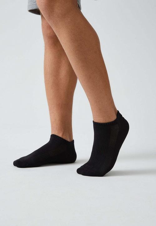 Rückansicht von Snocks Sneaker Socken aus Bio-Baumwolle Sportsocken Mix (Schwarz/Weiß/Grau)