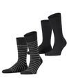 ESPRIT Fine Stripe  2-Pack Socken Herren - black (3000)