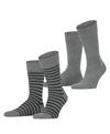 ESPRIT Fine Stripe  2-Pack Socken Herren - light grey (3400)