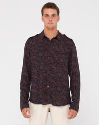 RUSTY DARK BATIK UTILITY LONG SLEEVE SHIRT Langarmhemd Herren - Ruby Wine