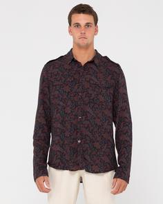 RUSTY DARK BATIK UTILITY LONG SLEEVE SHIRT Langarmhemd Herren Ruby Wine