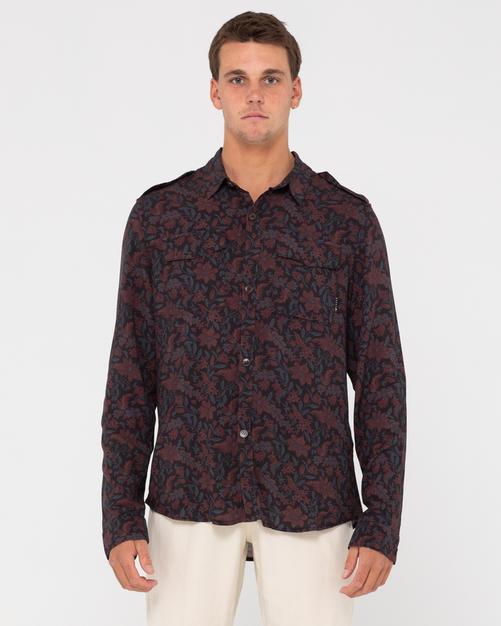 RUSTY DARK BATIK UTILITY LONG SLEEVE SHIRT Langarmhemd Herren