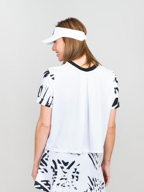 Rückansicht von BIDI BADU Melbourne Tee Tennisshirt Damen Weiß/Schwarz