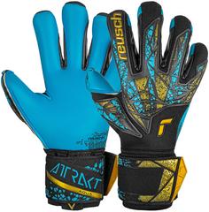 Reusch Attrakt Aqua Finger Support Torwarthandschuhe 7714 black / gold /aqua