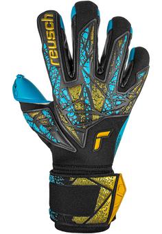 Rückansicht von Reusch Attrakt Aqua Finger Support Torwarthandschuhe 7714 black / gold /aqua