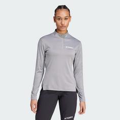 Rückansicht von adidas TERREX Multi Half-Zip Longsleeve Klettershirt Damen Charcoal Solid Grey
