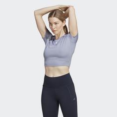 Rückansicht von adidas HIIT AEROREADY Crop Training T-Shirt T-Shirt Damen Silver Violet