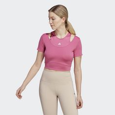 Rückansicht von adidas HIIT AEROREADY Crop Training T-Shirt T-Shirt Damen Preloved Fuchsia