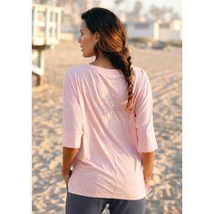 Rückansicht von ELBSAND 3/4-Arm-Shirt Longshirt Damen koralle meliert