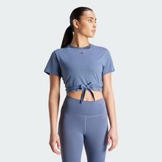 Rückansicht von adidas Yoga Studio Wrapped T-Shirt T-Shirt Damen Preloved Ink / Grey Six