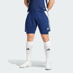Rückansicht von adidas Tiro 24 2-in-1 Trainingsshorts Fußballshorts Herren Team Navy Blue 2 / White