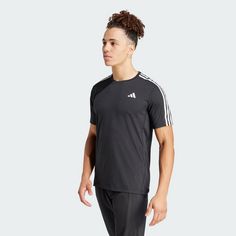 Rückansicht von adidas Own the Run 3-Streifen T-Shirt T-Shirt Herren Black