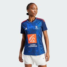 Rückansicht von adidas Frankreich AEROREADY Handballtrikot T-Shirt Damen Team Navy Blue 2