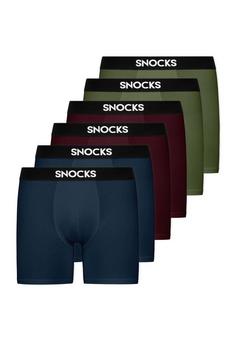 Snocks Boxershorts mit längerem Bein Boxershorts Herren Mix (Rot/Olive/Blau)