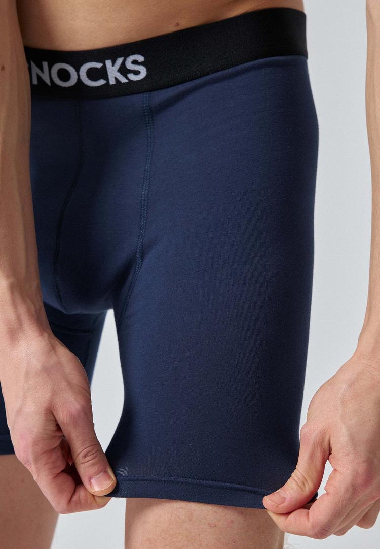 Snocks Snocks Boxershorts mit l&auml;ngerem Bein Unterhose Herren - Mix (Rot/Olive/Blau) - 5 | SportScheck