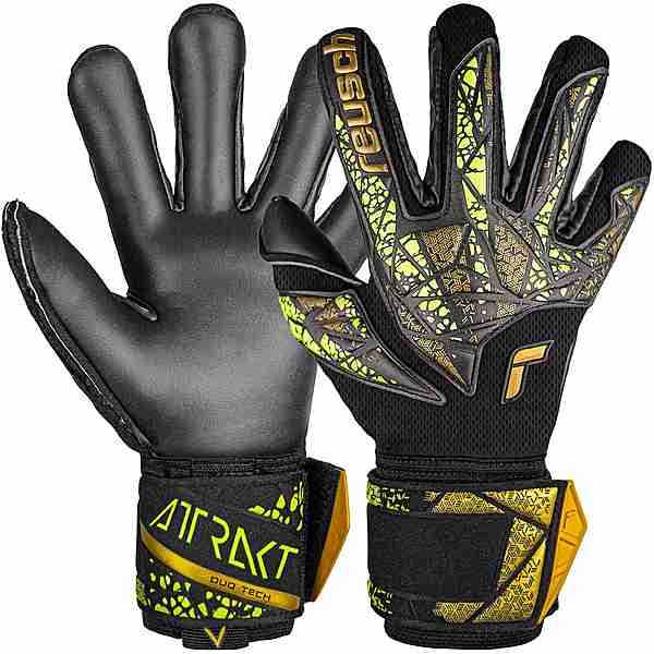 Reusch Attrakt Duo Finger Support Fingerhandschuhe 7739 black/gold/yellow/black