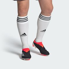Rückansicht von adidas Predator 24+ Laceless AG Fußballschuh Fußballschuhe Core Black / Cloud White / Solar Red