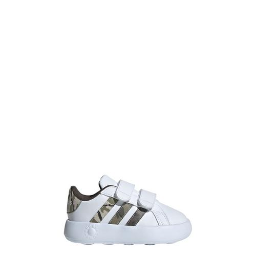 Rückansicht von adidas Grand Court 2.0 Kids Schuh Sneaker Kinder Cloud White / Olive Strata / Putty Grey