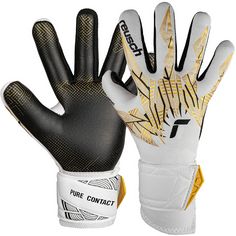 Reusch Pure Contact Gold GluePrint Junior Fingerhandschuhe 1131 white / gold / black
