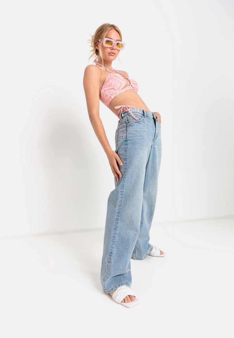 LSCN by Lascana LSCN by Lascana Bandeau-Bikini-Top Bikini Oberteil Damen - rosa bedruckt - 4 | SportScheck