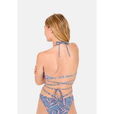 Rückansicht von LSCN by Lascana Triangel-Bikini-Top Bikini Oberteil Damen blau bedruckt