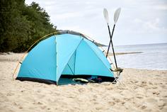 Rückansicht von Grand Canyon TONTO BEACH TENT 3 Strandmuschel Blue Grass