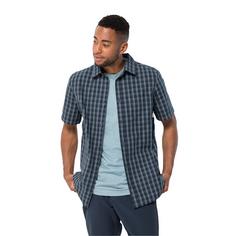 Rückansicht von Jack Wolfskin HOT SPRINGS SHIRT M Kurzarmhemd Herren night blue checks