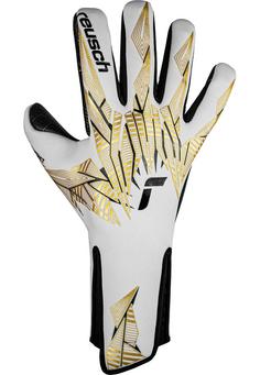 Rückansicht von Reusch Pure Contact GluePrint Strapless Fingerhandschuhe 1131 white / gold / black