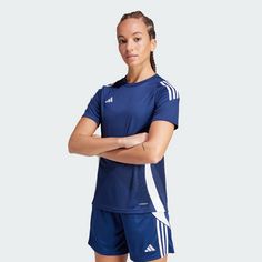 Rückansicht von adidas Tiro 24 Trikot Fußballtrikot Damen Team Navy Blue 2 / White