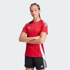 Rückansicht von adidas Tiro 24 Trikot Fußballtrikot Damen Team Power Red 2 / White