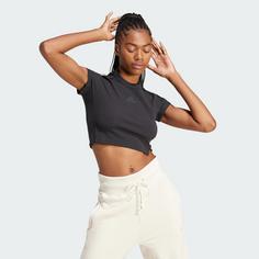 Rückansicht von adidas Lounge Ribbed Crop T-Shirt Croptop Damen Black