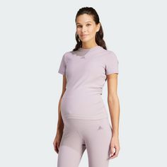 Rückansicht von adidas Ribbed Fitted T-Shirt – Umstandsmode T-Shirt Damen Preloved Fig