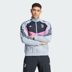 Rückansicht von adidas Juventus Turin Woven Trainingsjacke Funktionsjacke Herren Halo Silver / Black