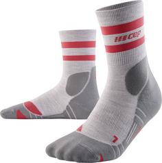 CEP HIKING 80's COMPRESSION SOCKS MID CUT Laufsocken Herren light grey/red